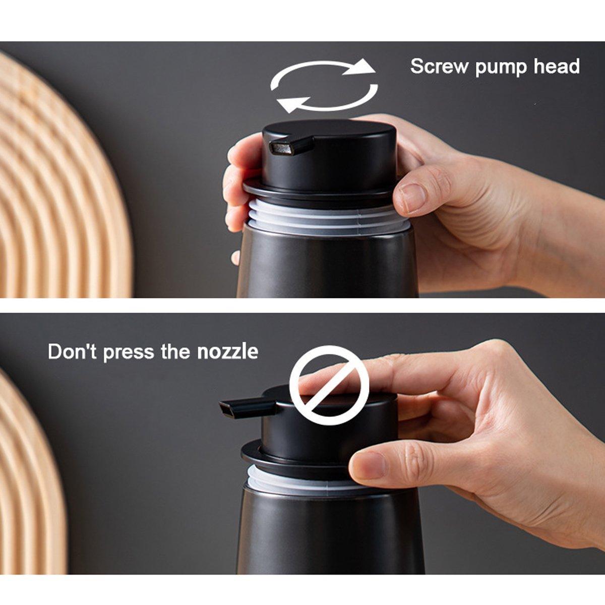400ML Ceramic Stoneware Soap Dispenser Modern Design Lotion Pump Manual Bathroom - Black