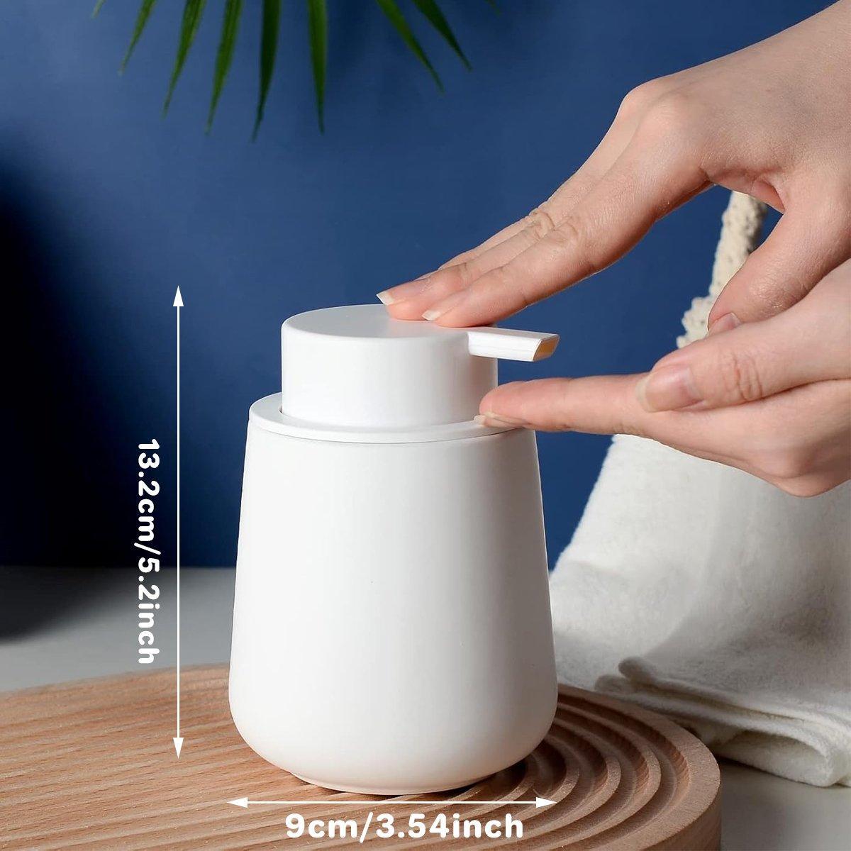 400ML Ceramic Stoneware Soap Dispenser Modern Design Lotion Pump Manual Bathroom - White