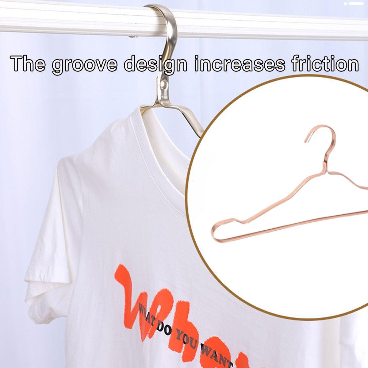 10PCS Metal Clothing Hangers Anti-slip Aluminium Alloy Drying Rack Coat Hanger - Champagne Gold