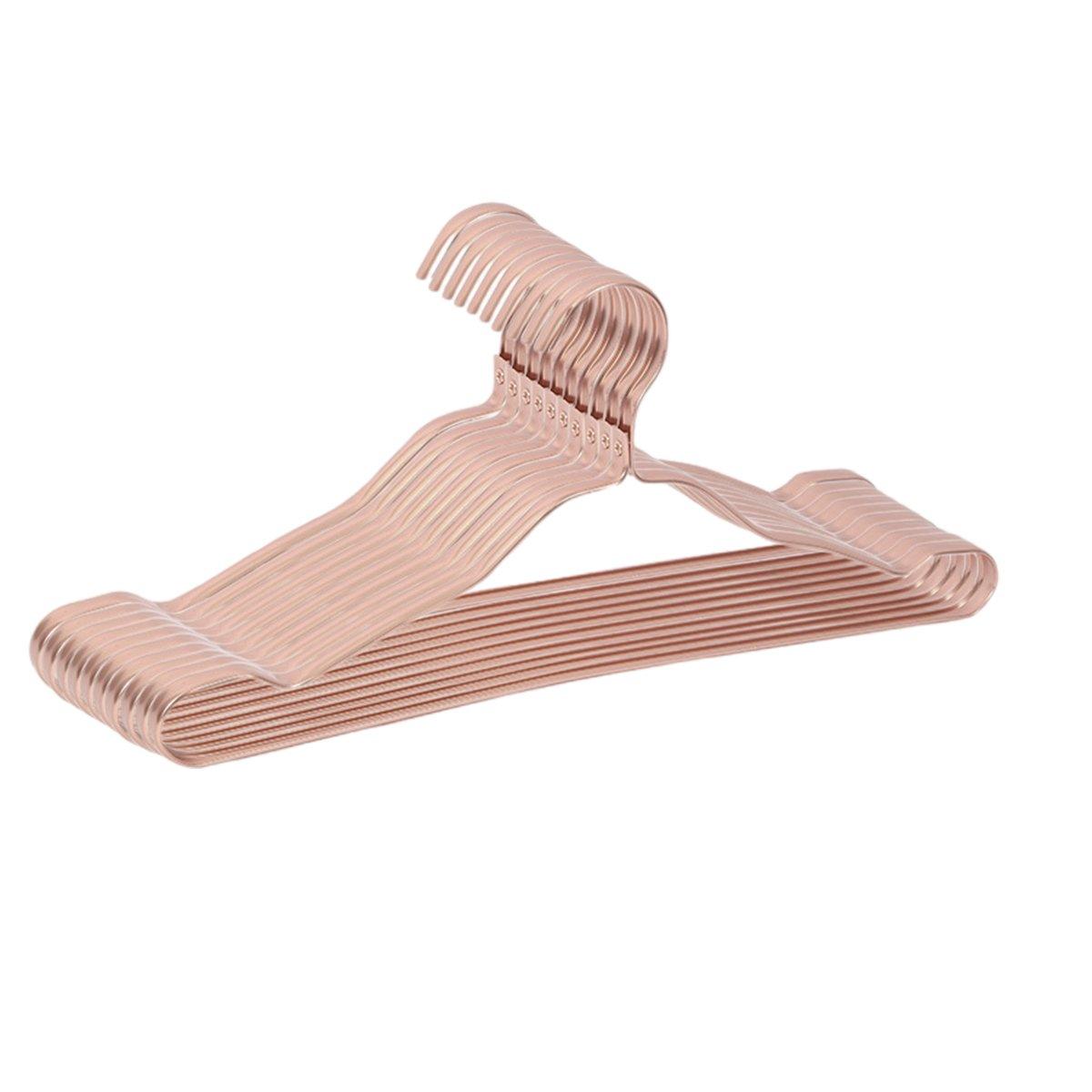 10PCS Metal Clothing Hangers Anti-slip Aluminium Alloy Drying Rack Coat Hanger - Champagne Gold