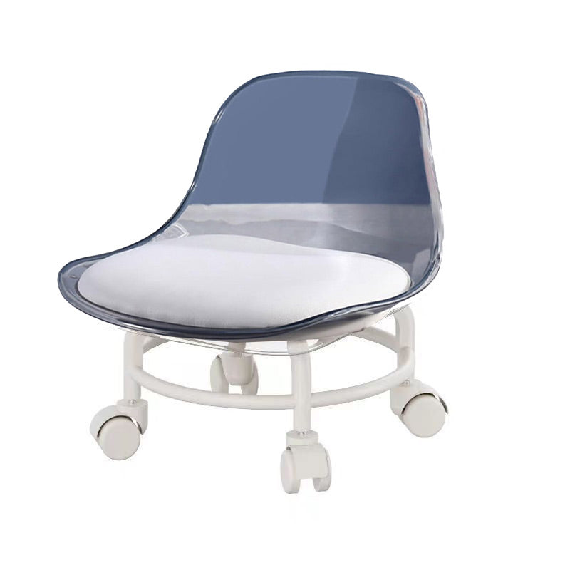 Stool with Universal Wheels Pulley Short Stool with Backrest Comfortable Seat - Grey