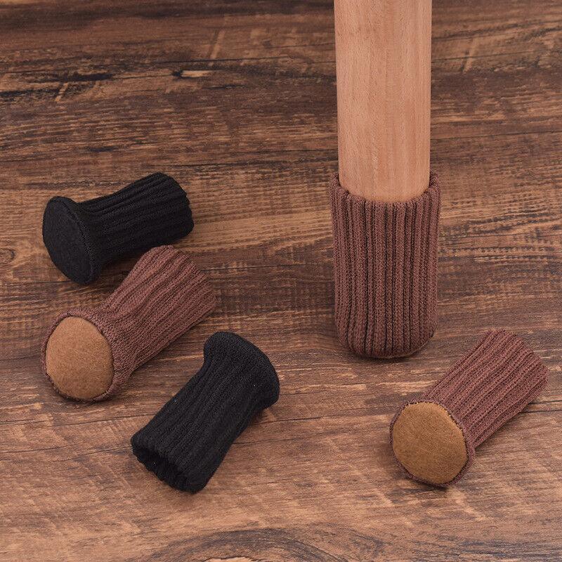 24Pcs Knitted Table Chair Leg Socks Sleeve Floor Protector Furniture Feet Covers - Brown