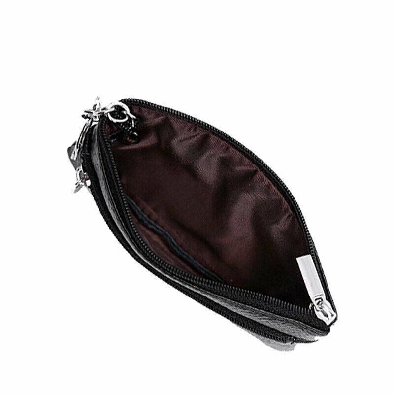 Coin Small Change Bag Card Wallet Pouch Zip Up Women Key Ring Leather Mini Purse - Pink