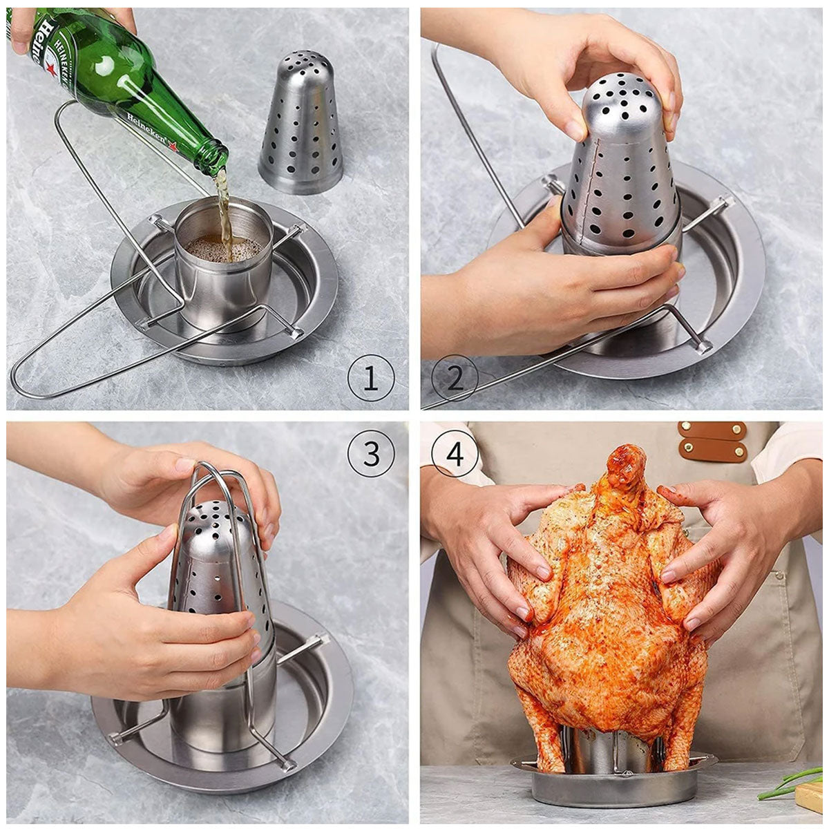 Stainless Steel Chicken Grill Outdoor BBQ Roaster Rack Portable Multi Functional