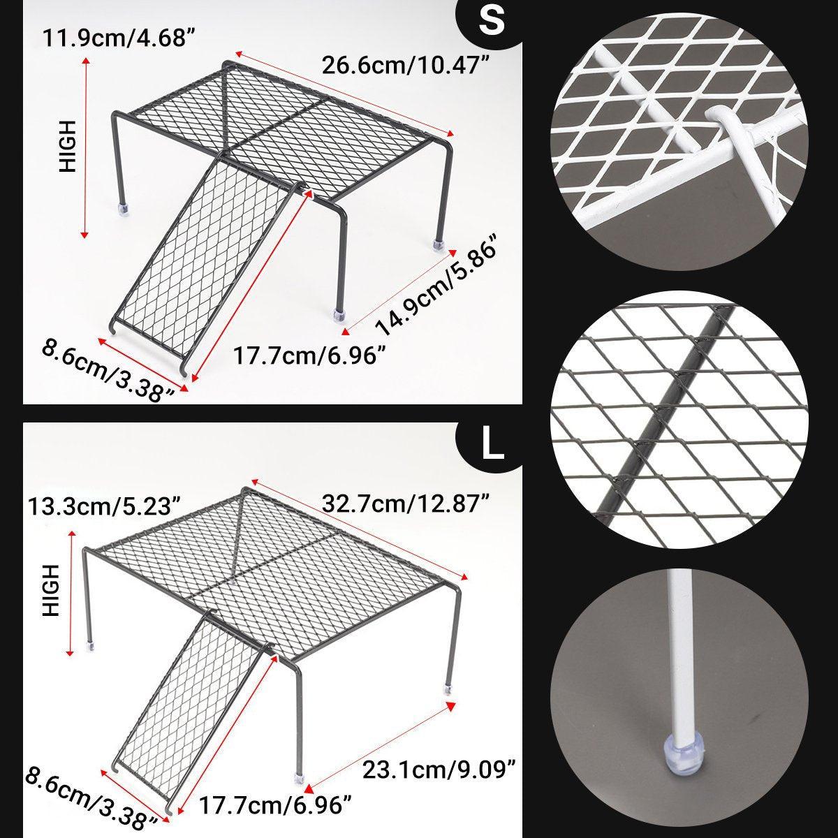 Metal Iron Chicken Feeding Ladder Grid Shelving Landscaping Platform Supplies - Black-L