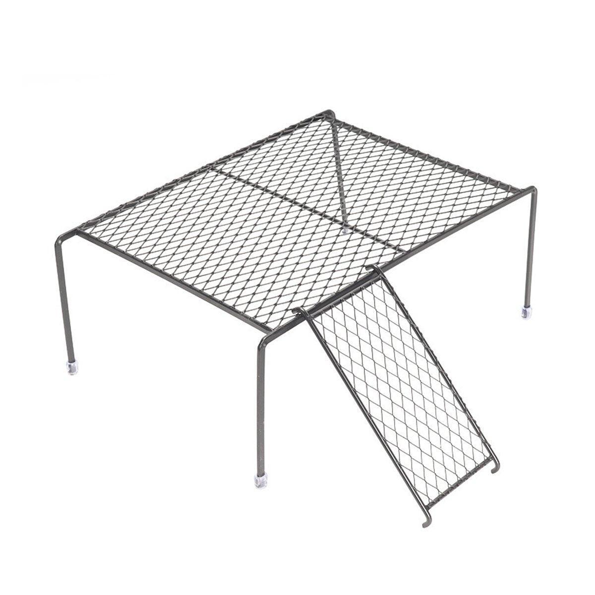 Metal Iron Chicken Feeding Ladder Grid Shelving Landscaping Platform Supplies - Black-L