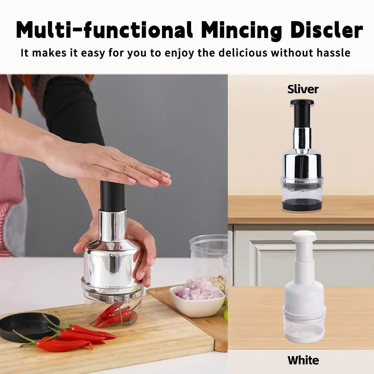 Stainless Steel Garlic Press Manual Crusher Pat Knife Kitchen Tool Garlic Use - Silver