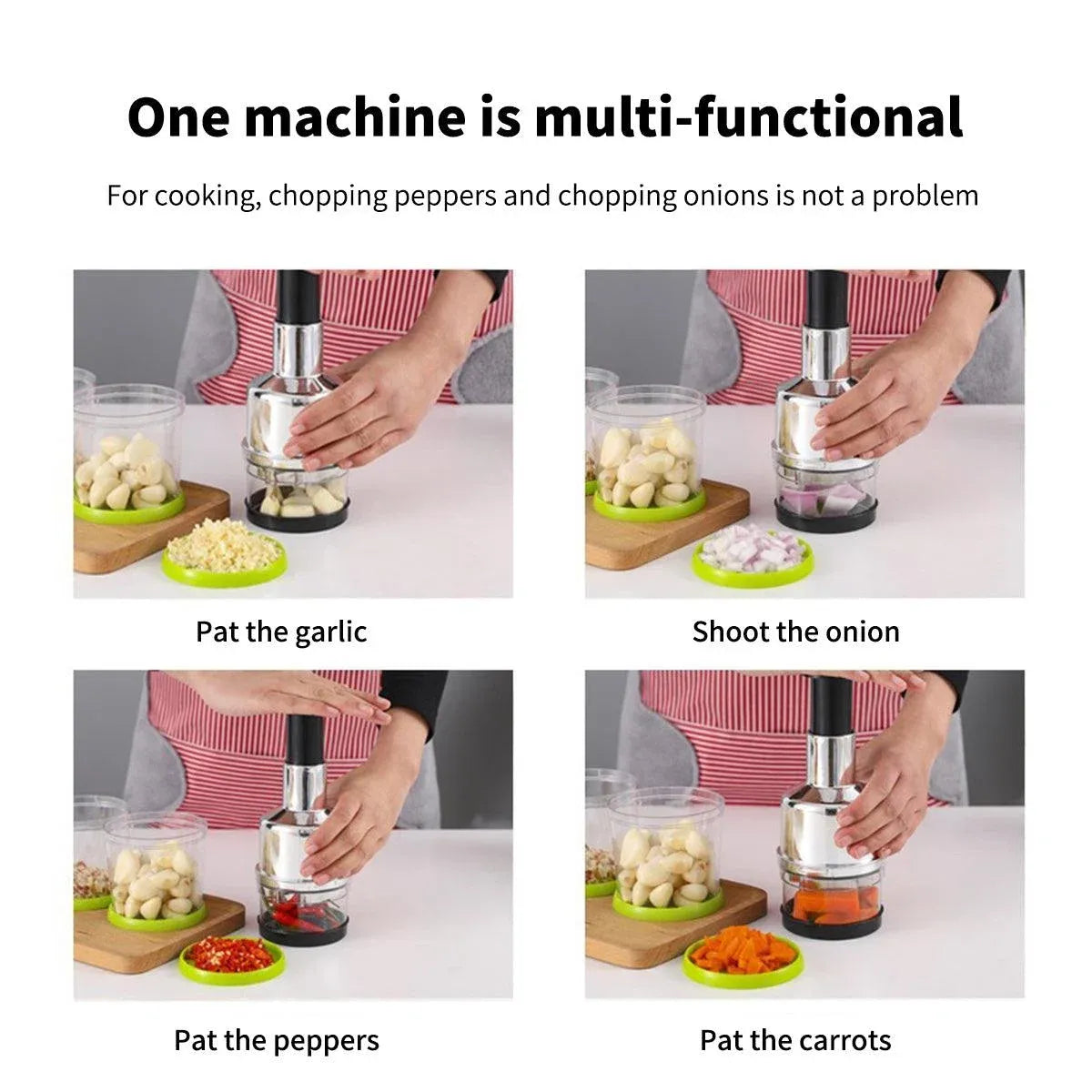 Stainless Steel Garlic Press Manual Crusher Pat Knife Kitchen Tool Garlic Use - White