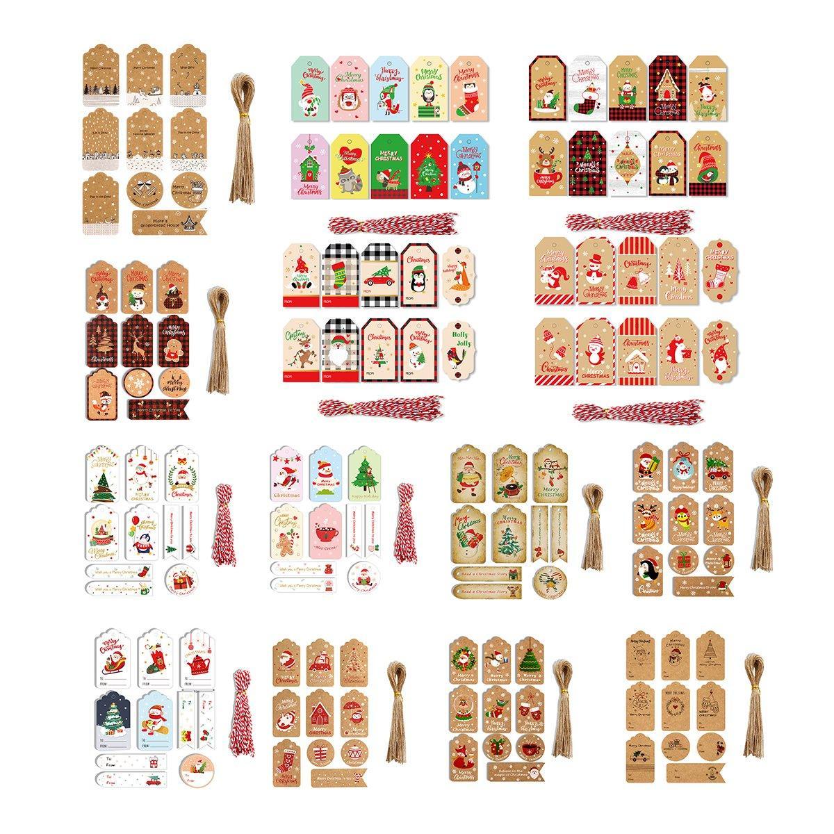 50PCS Christmas Kraft Paper Gift Tags Vintage Holiday Party Card Packaging Decor - 10