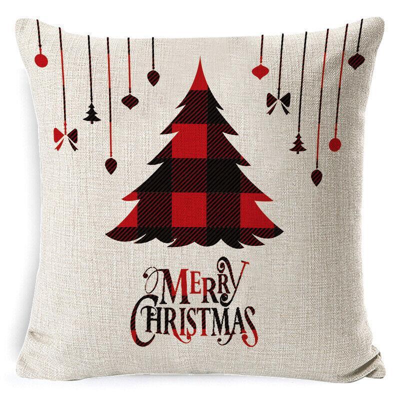 1Pc Christmas Square Cushion Cover Throw Waist Pillow Case Sofa Home Decor - Deer