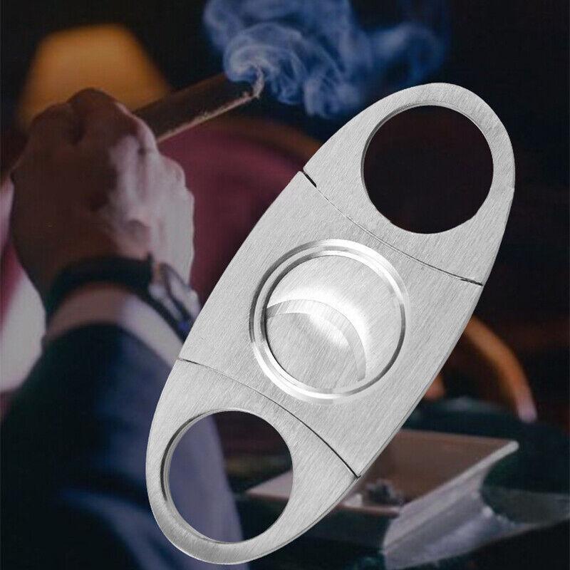 Cigar Cutter Double Blades Knife Scissors Stainless Steel Tobacco Tool