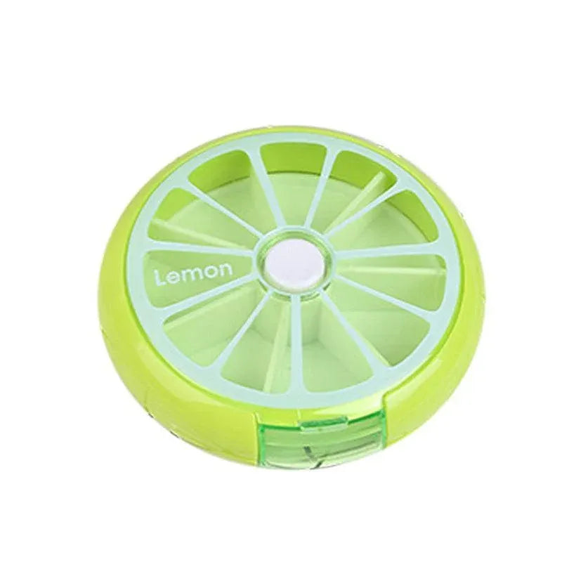 Weekly 7 Day Pill Organiser Case Box Tablet Medicine Dispenser Holder Case Round - Green