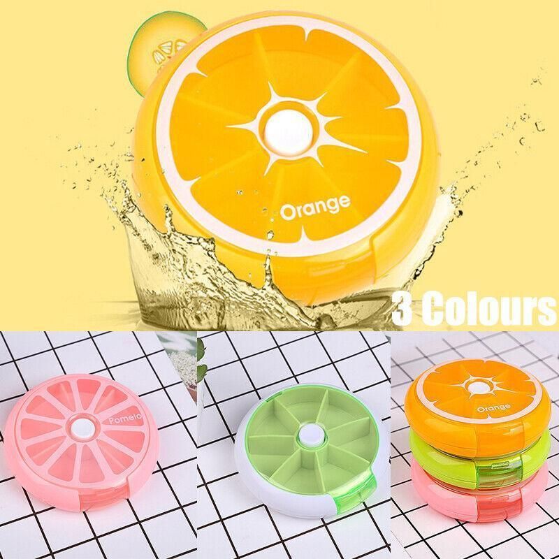 Weekly 7 Day Pill Organiser Case Box Tablet Medicine Dispenser Holder Case Round - Green