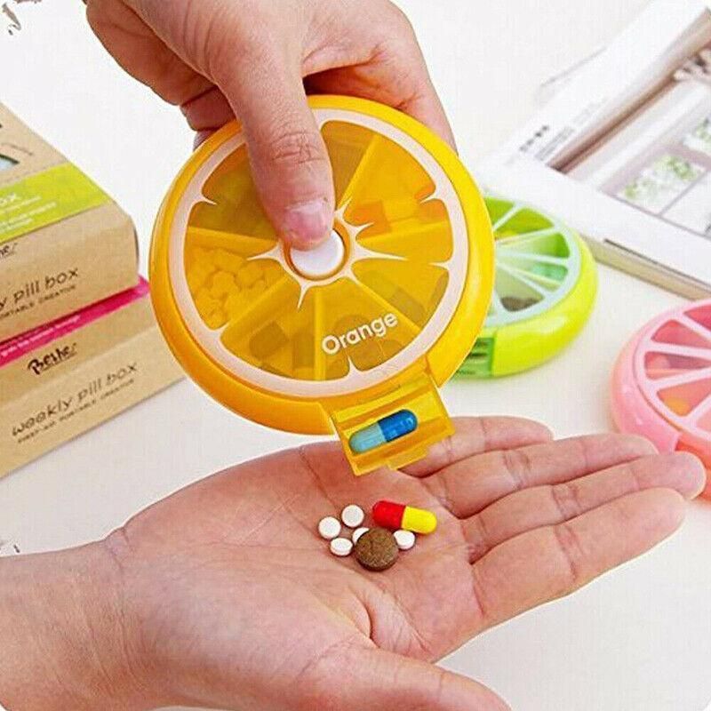 Weekly 7 Day Pill Organiser Case Box Tablet Medicine Dispenser Holder Case Round - Green