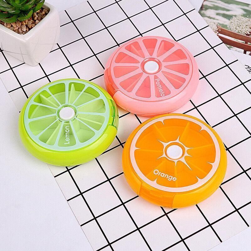 Weekly 7 Day Pill Organiser Case Box Tablet Medicine Dispenser Holder Case Round - Green