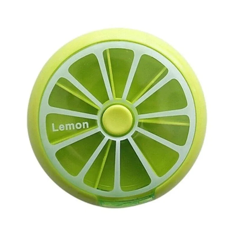 Weekly 7 Day Pill Organiser Case Box Tablet Medicine Dispenser Holder Case Round - Green