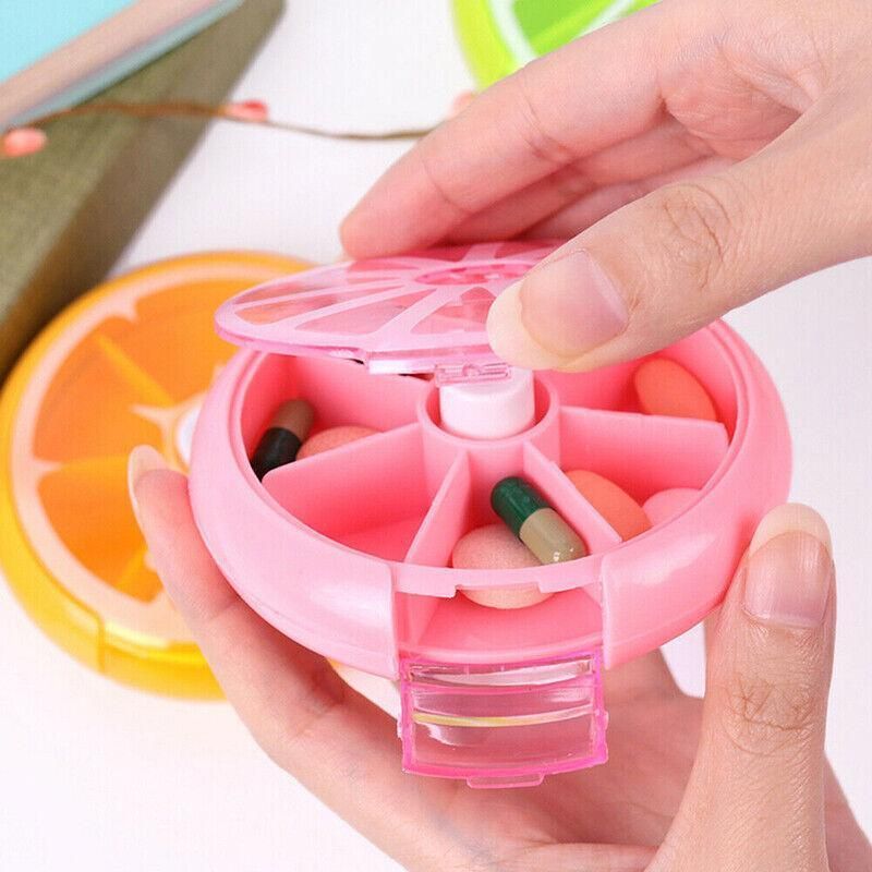 Weekly 7 Day Pill Organiser Case Box Tablet Medicine Dispenser Holder Case Round - Green