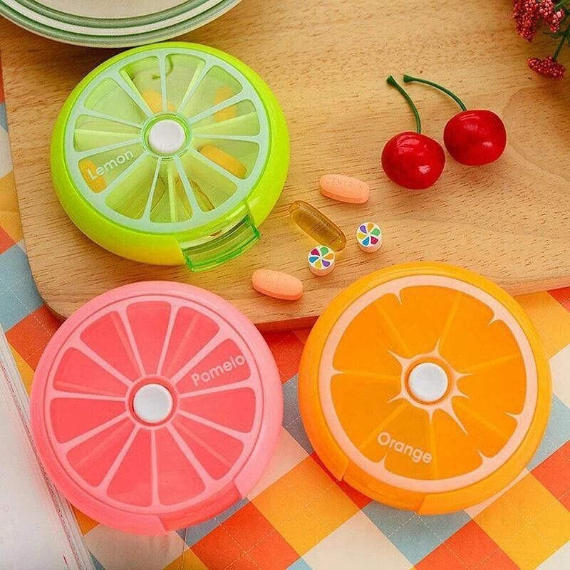 Weekly 7 Day Pill Organiser Case Box Tablet Medicine Dispenser Holder Case Round - Green