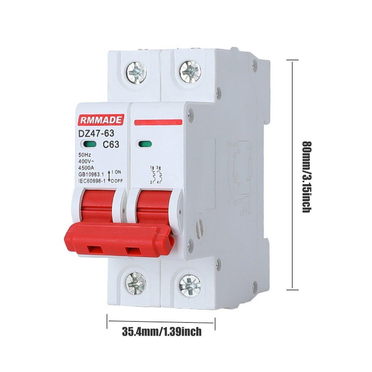 AC Circuit Breaker Solar 220-380V 2Pole Double MCB Mini 10-63 Amp - 63A