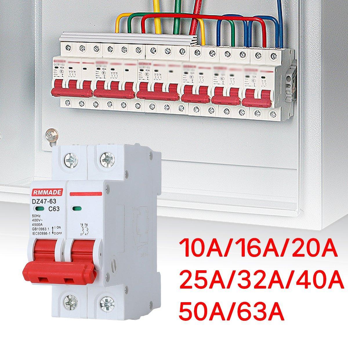 AC Circuit Breaker Solar 220-380V 2Pole Double MCB Mini 10-63 Amp - 63A