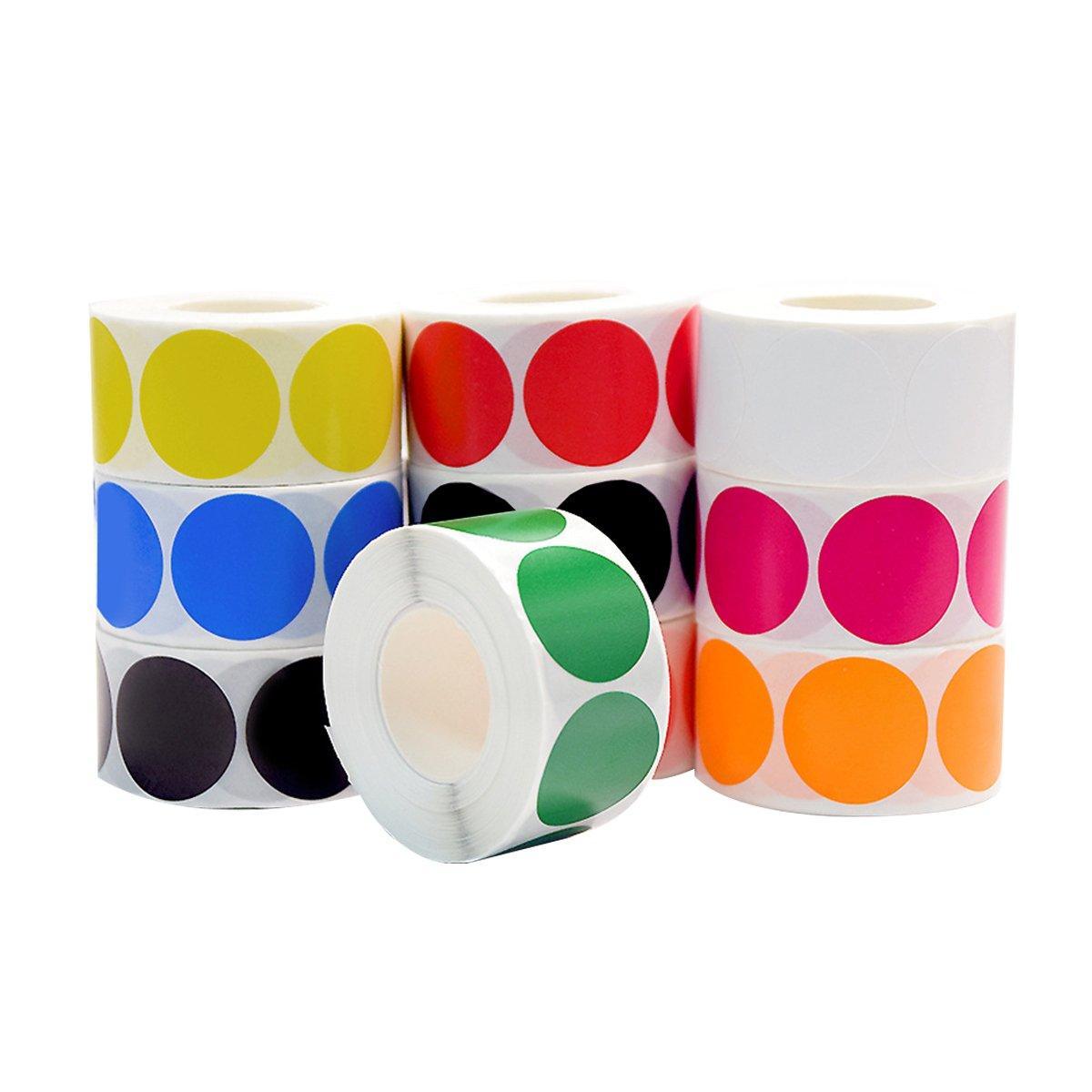 8 Rolls Colored Polka Dot Labels Round Seal Stickers Marking Round Sticker Set - White