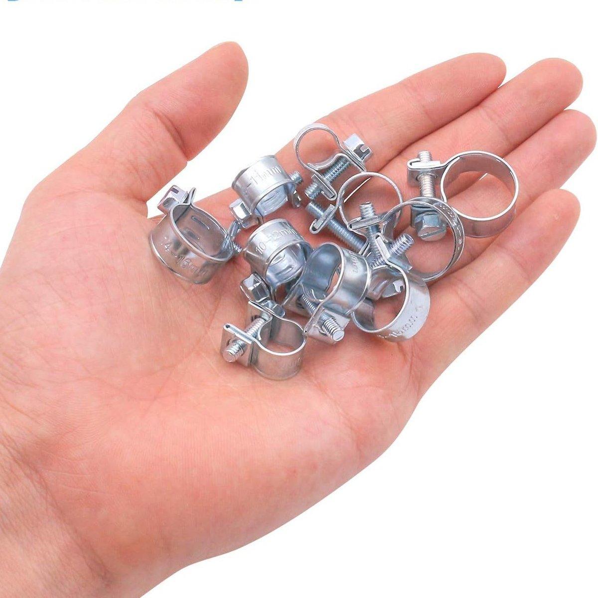 10pcs Galvanized Iron Fuel Hose Clamps For Automobile Air Pipe Secure Grip - 11-13mm
