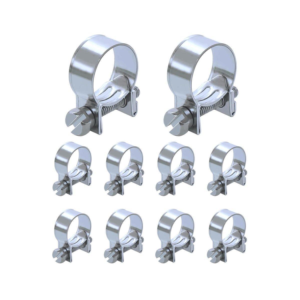 10pcs Galvanized Iron Fuel Hose Clamps For Automobile Air Pipe Secure Grip - 14-16mm