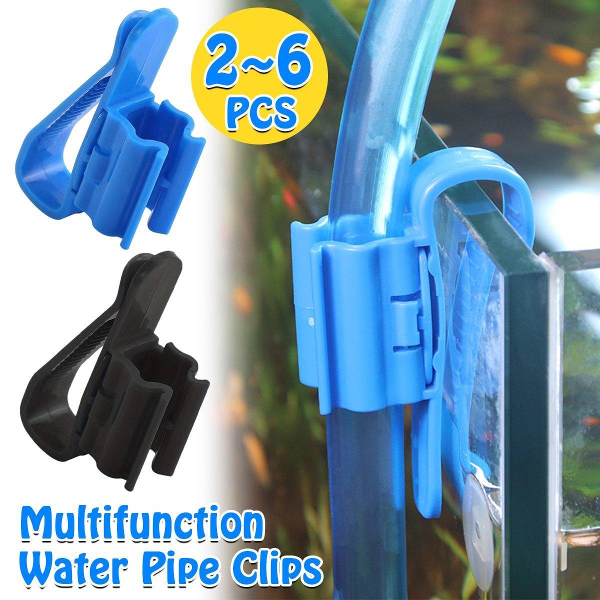 2/4/6PCS Aquarium Fish Tank Filtration Clip Water Tube Hose Clamp Holder Set - Black-2PCS