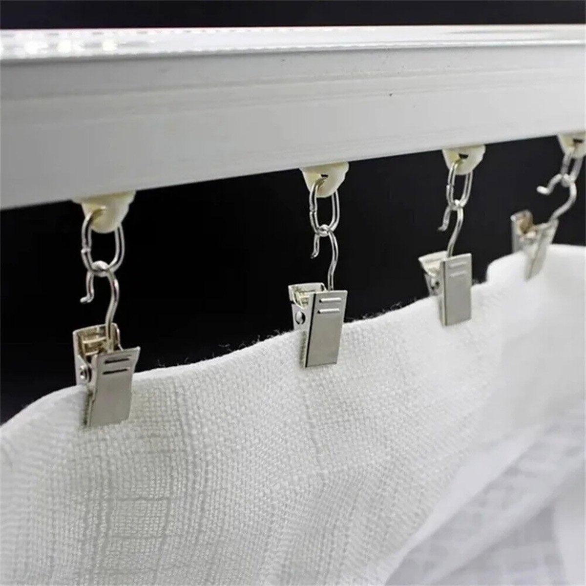 50PCS Stainless Steel Curtain Clip Hooks Strong Load-bearing Shower Accessories - White