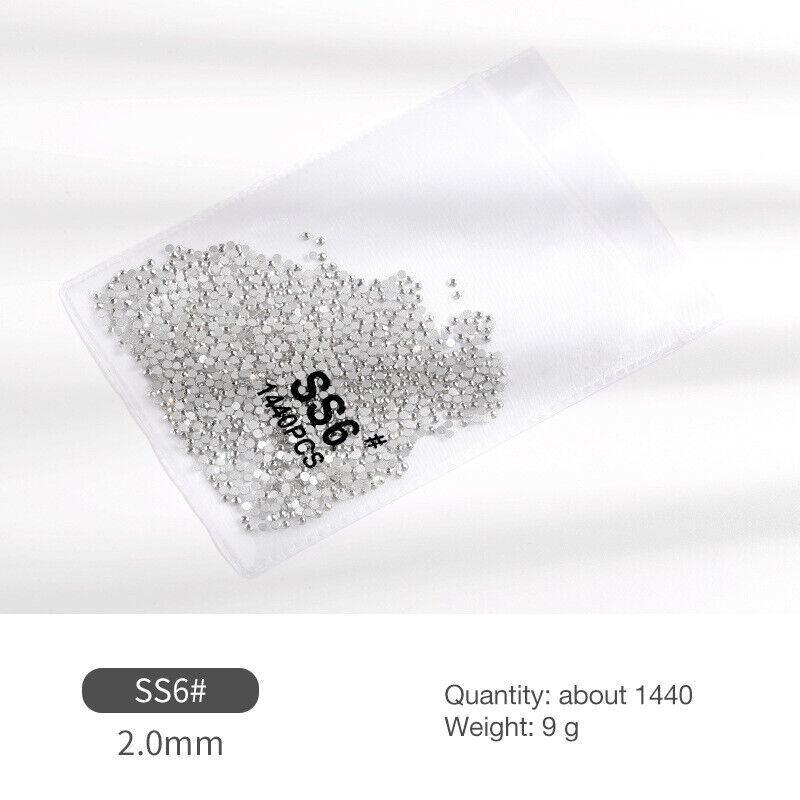 1440Pcs Glitter Rhinestones Crystal Flat Clear Bottom Glass Nail Art Nail Drill - Clear Crystal SS4