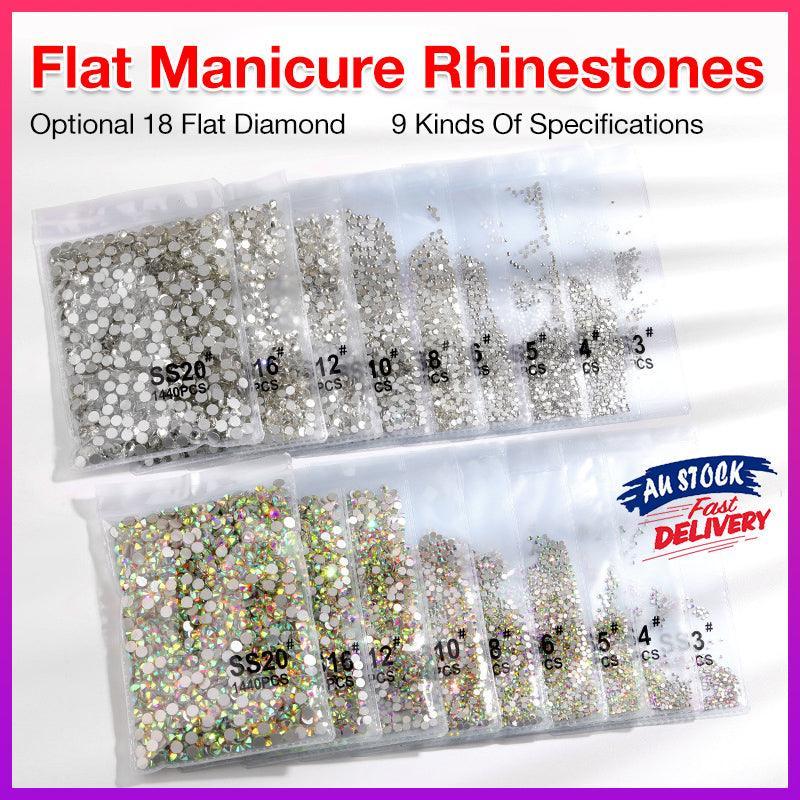 1440Pcs Glitter Rhinestones Crystal Flat Clear Bottom Glass Nail Art Nail Drill - Clear Crystal SS8