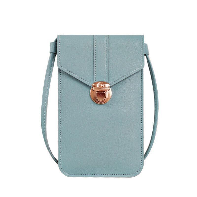 Touch Screen Crossbody Phone Bag with Clear Window PU Leather Wallet Purse - Pink