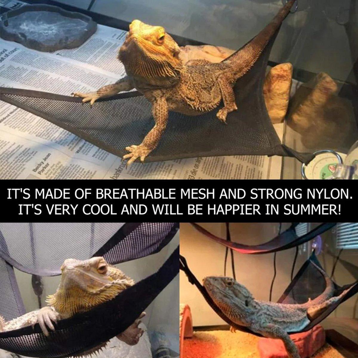 2x Reptile Hammock for Small Large Bearded Dragon Lizard Reptile Snakes Black - Small