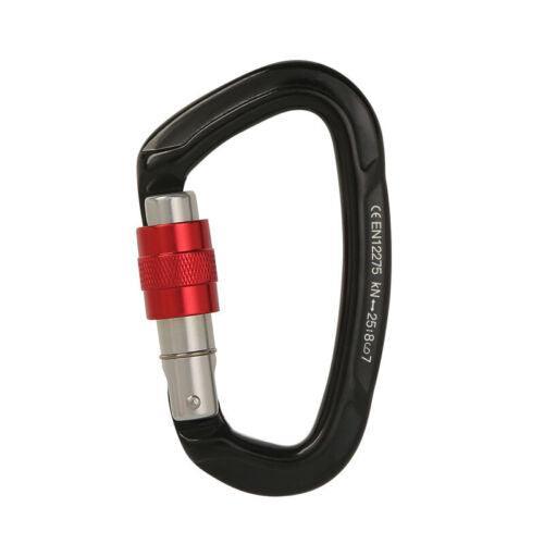 25KN Screwgate Locking Rock Climbing Carabiner Clip Aluminum D Ring Hook Buckle - Blue