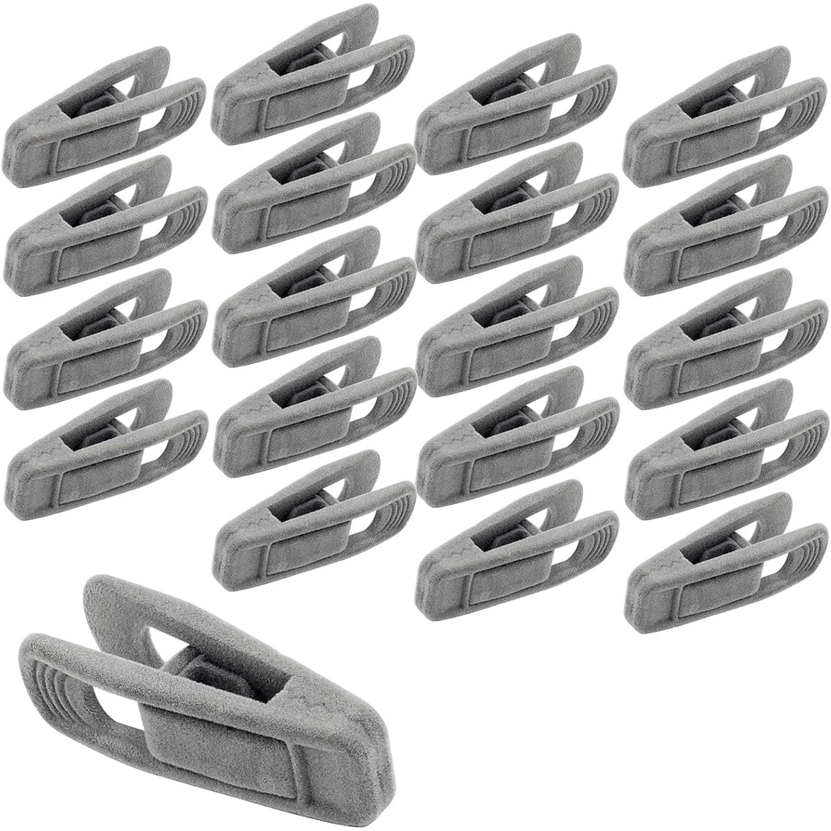 Clothes Drying Clips 20 Pack Velvet Flocking Trouser Pegs Hanger Grip Clamp Set - Beige