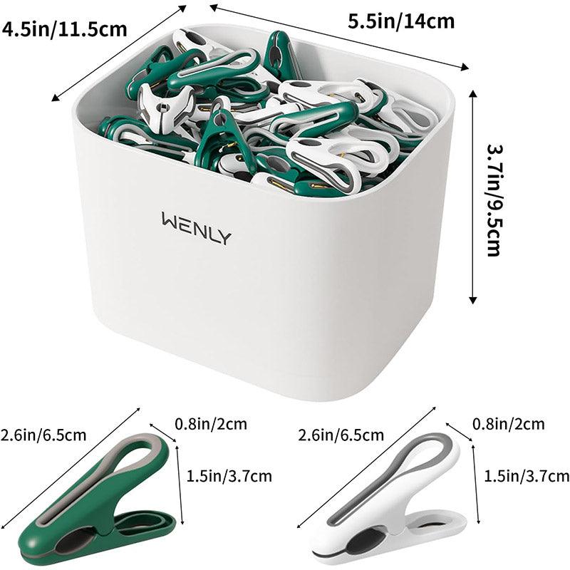 24pcs Clothes Pegs with Storage Basket Laundry Sock Clips Non Slip Drying Hanger - White