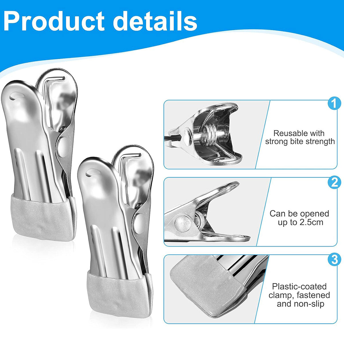 30pcs Multi Functional Stainless Steel Clothes Drying Clips Windproof Clips