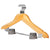 10 Pcs Wooden Non-Slip Wide Shoulder Clothes Hanger with Clip for Hotel Wardrobe - Black