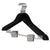 10 Pcs Wooden Non-Slip Wide Shoulder Clothes Hanger with Clip for Hotel Wardrobe - Black