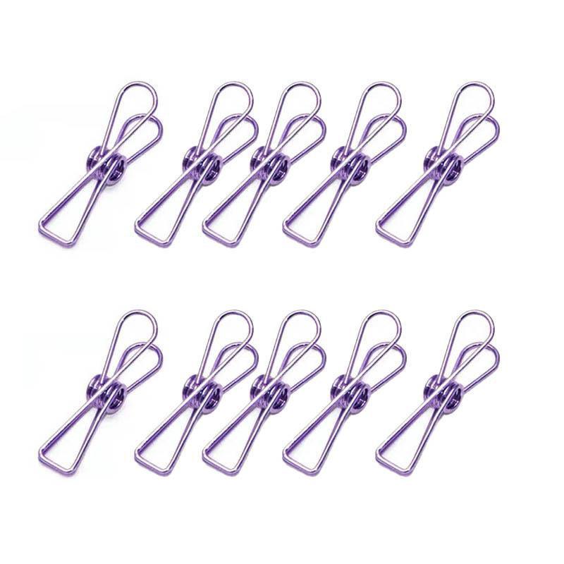 10X Spring Paperclips Metal Wire Hollow Out Clips 33mm Mini Binder Paper Clip - Blue