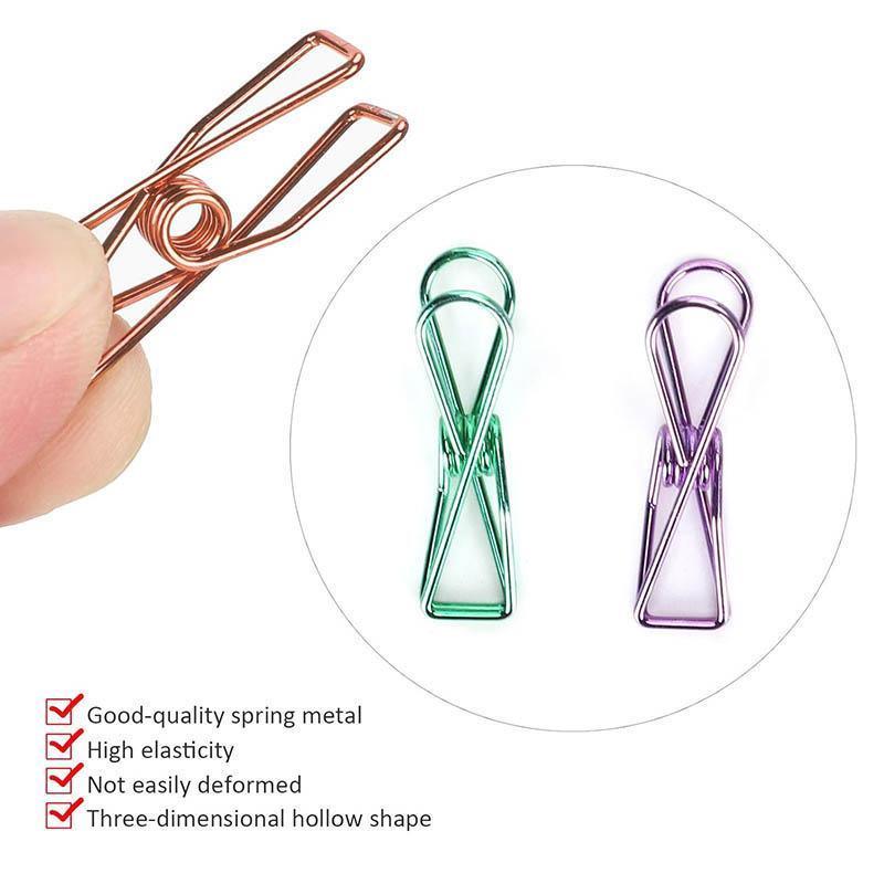 10X Spring Paperclips Metal Wire Hollow Out Clips 33mm Mini Binder Paper Clip - Green