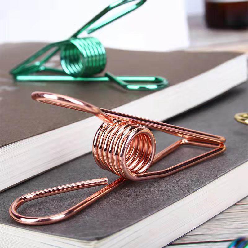 10X Spring Paperclips Metal Wire Hollow Out Clips 33mm Mini Binder Paper Clip - Rose Gold