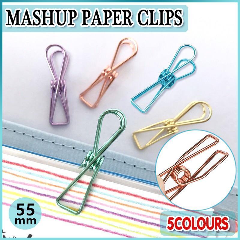 10X Spring Paperclips Metal Wire Hollow Out Clips 55mm Mini Binder Paper Clip - Gold