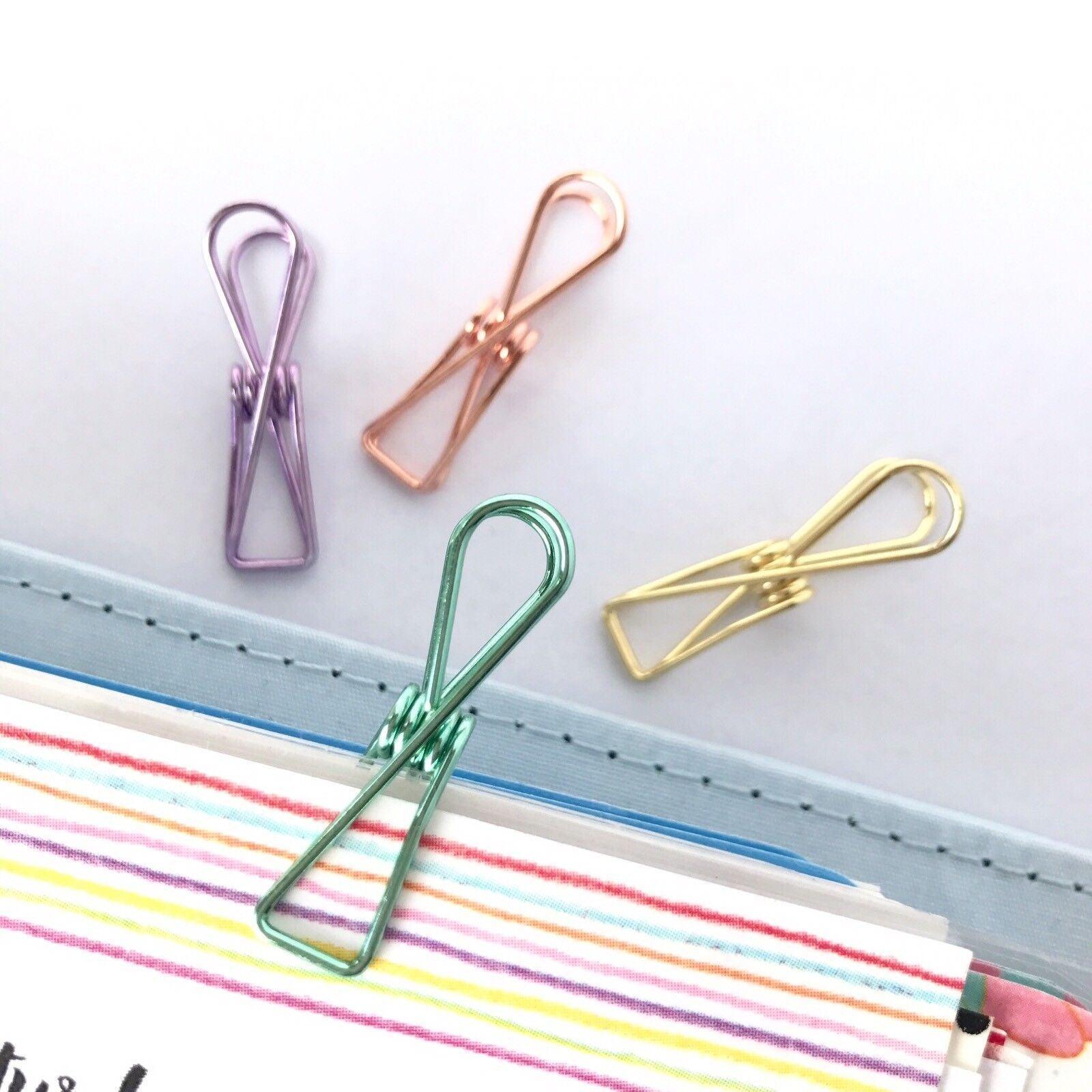10X Spring Paperclips Metal Wire Hollow Out Clips 55mm Mini Binder Paper Clip - Gold