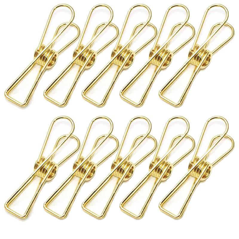 10X Spring Paperclips Metal Wire Hollow Out Clips 55mm Mini Binder Paper Clip - Gold