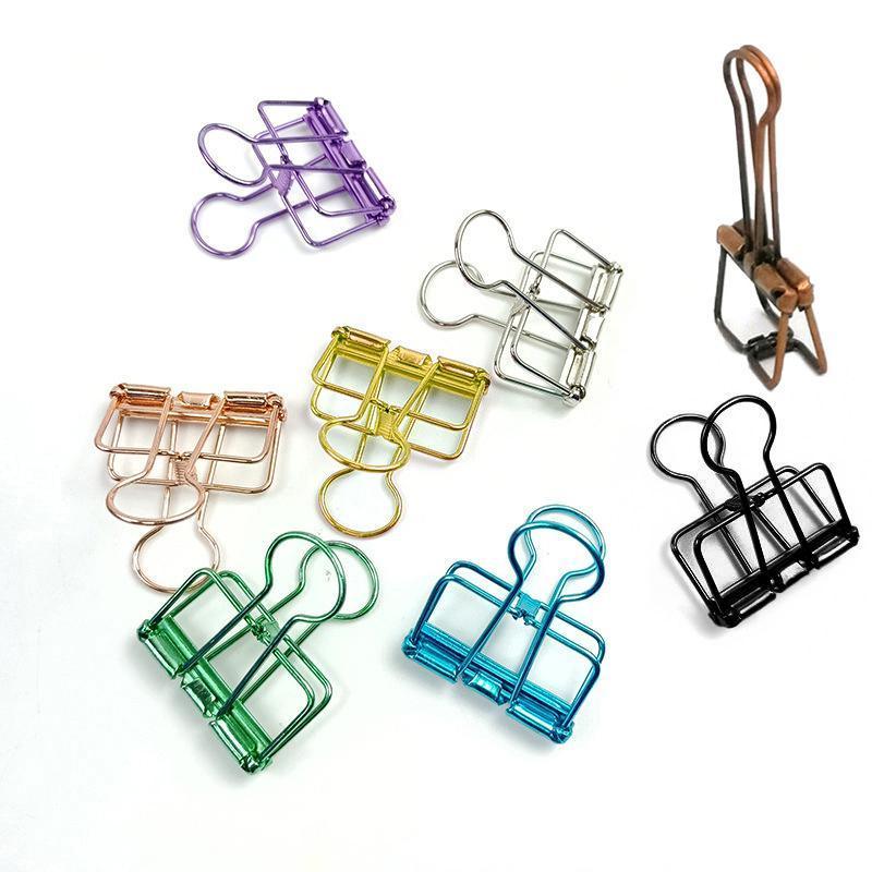 Solid Color Hollow Out Swallowtail Metal Binder Bookmark Clips Office Supplies - Black