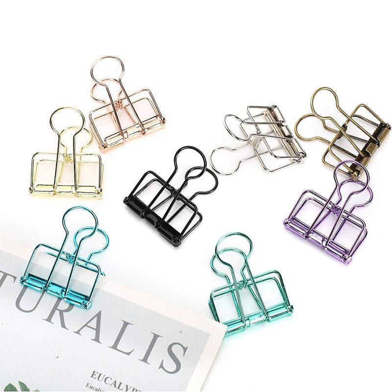 Solid Color Hollow Out Swallowtail Metal Binder Bookmark Clips Office Supplies - Purple