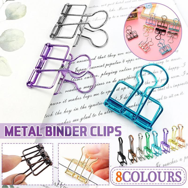 Solid Color Hollow Out Swallowtail Metal Binder Bookmark Clips Office Supplies - Silver
