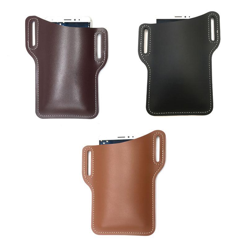 Men's Belt Clip Loop Holster Waist Bag Leather Pouch Cover Case For Phones AU - Black