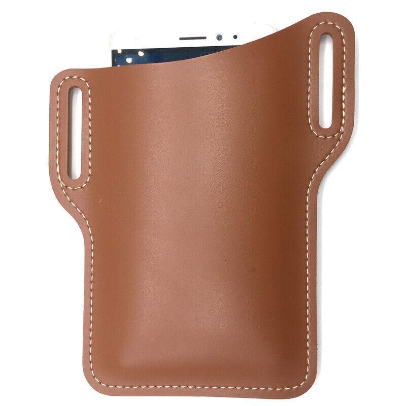 Men's Belt Clip Loop Holster Waist Bag Leather Pouch Cover Case For Phones AU - Black